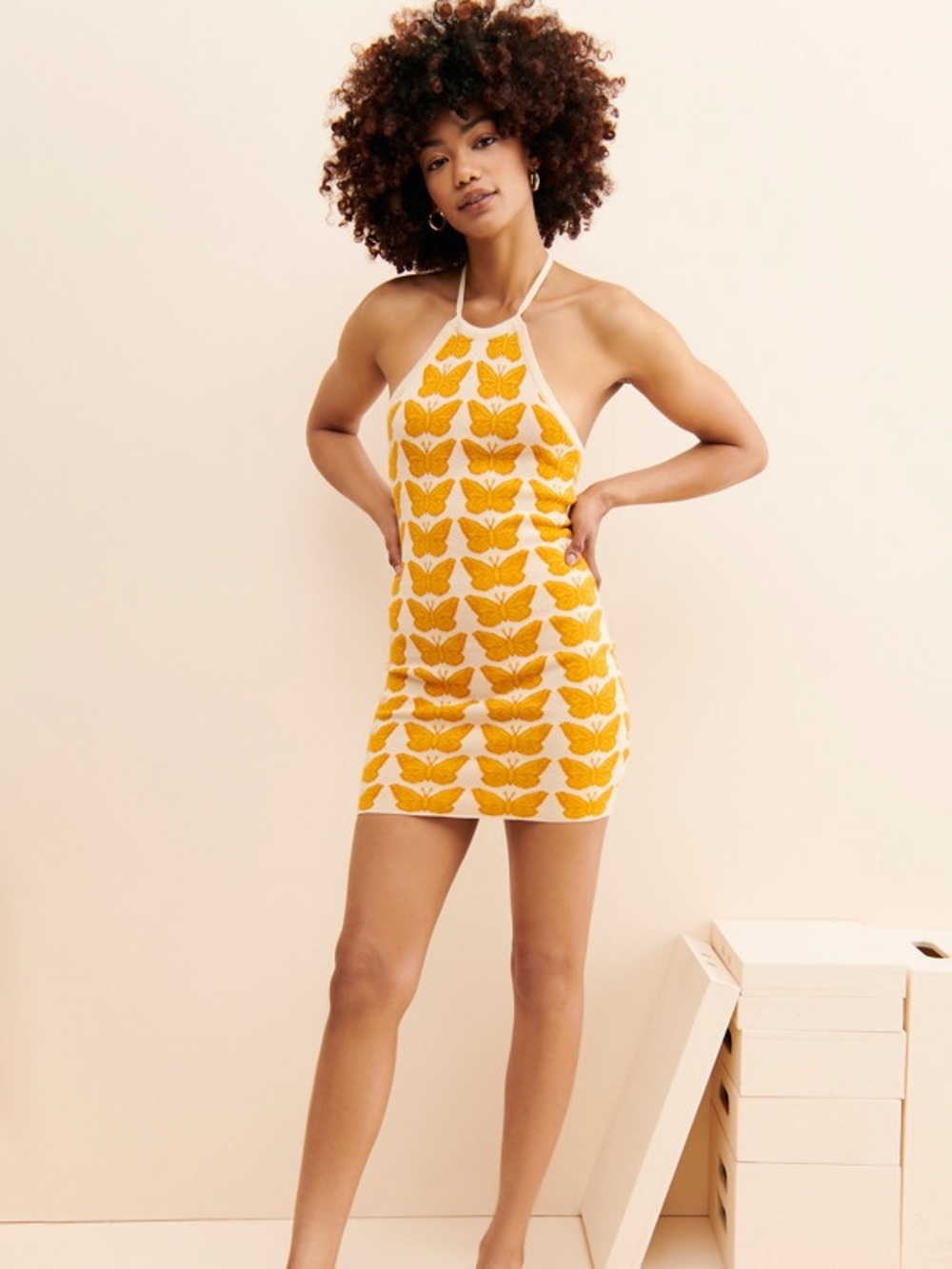 NWT Urban Outfitters monarca butterfly knit dress halter medium